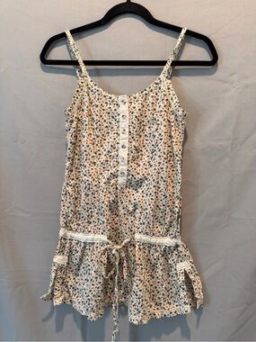 Floral Spaghetti-Strap Tank Cream with Multi Floral Print